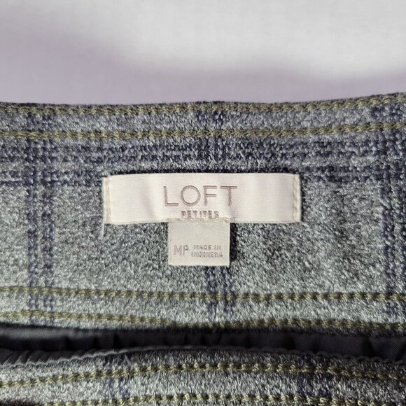Loft Petite Gray Plaid Workwear Mini Skirt With Front Pockets Classic Size M - Picture 2 of 7